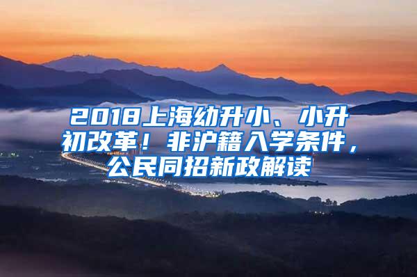 2018上海幼升小、小升初改革！非沪籍入学条件，公民同招新政解读