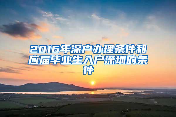 2016年深户办理条件和应届毕业生入户深圳的条件