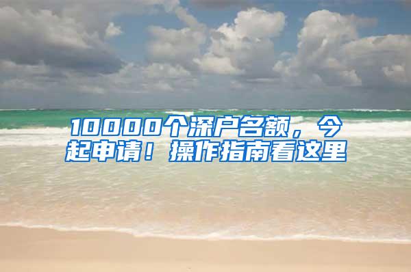 10000个深户名额，今起申请！操作指南看这里