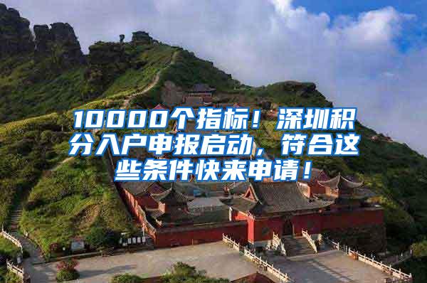 10000个指标！深圳积分入户申报启动，符合这些条件快来申请！