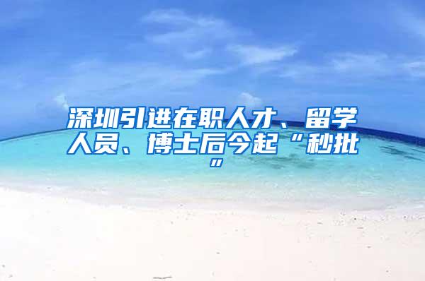 深圳引进在职人才、留学人员、博士后今起“秒批”