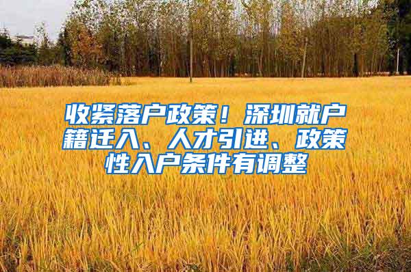 收紧落户政策！深圳就户籍迁入、人才引进、政策性入户条件有调整