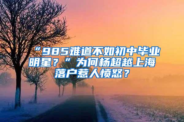 “985难道不如初中毕业明星？”为何杨超越上海落户惹人愤怒？