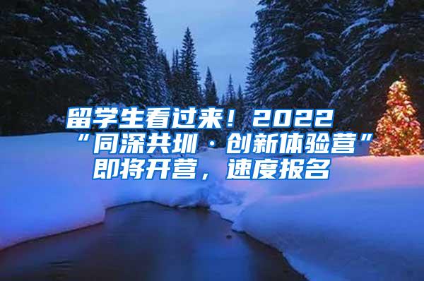 留学生看过来！2022“同深共圳·创新体验营”即将开营，速度报名