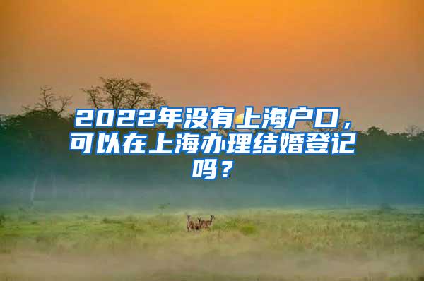 2022年没有上海户口，可以在上海办理结婚登记吗？