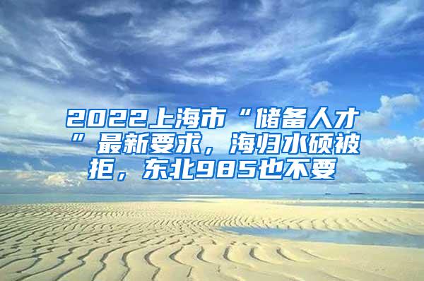 2022上海市“储备人才”最新要求，海归水硕被拒，东北985也不要