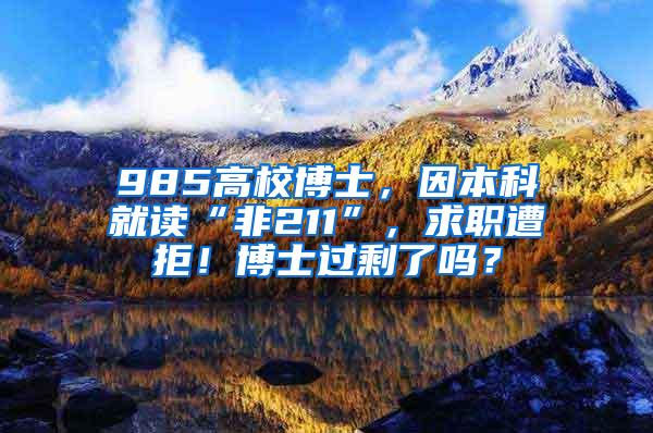 985高校博士，因本科就读“非211”，求职遭拒！博士过剩了吗？