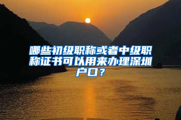 哪些初级职称或者中级职称证书可以用来办理深圳户口？