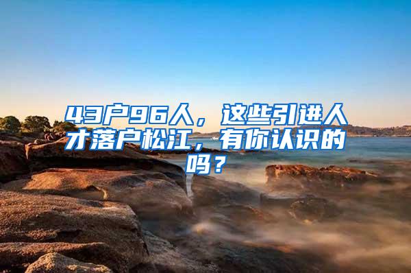 43户96人，这些引进人才落户松江，有你认识的吗？