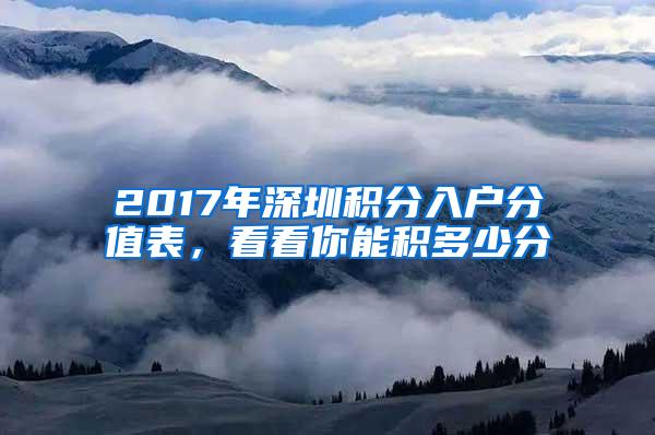 2017年深圳积分入户分值表，看看你能积多少分