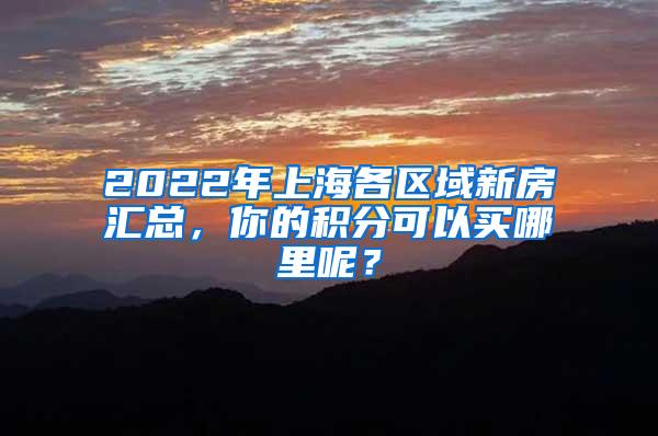 2022年上海各区域新房汇总，你的积分可以买哪里呢？