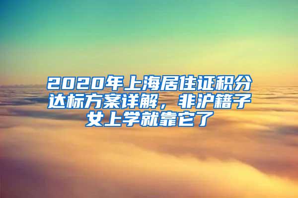 2020年上海居住证积分达标方案详解，非沪籍子女上学就靠它了