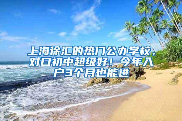 上海徐汇的热门公办学校，对口初中超级好！今年入户3个月也能进