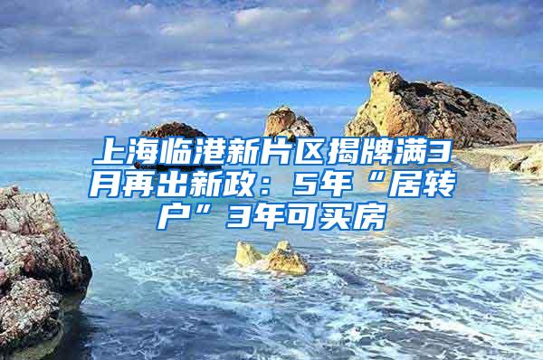 上海临港新片区揭牌满3月再出新政：5年“居转户”3年可买房