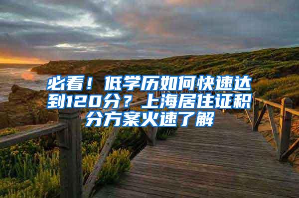 必看！低学历如何快速达到120分？上海居住证积分方案火速了解