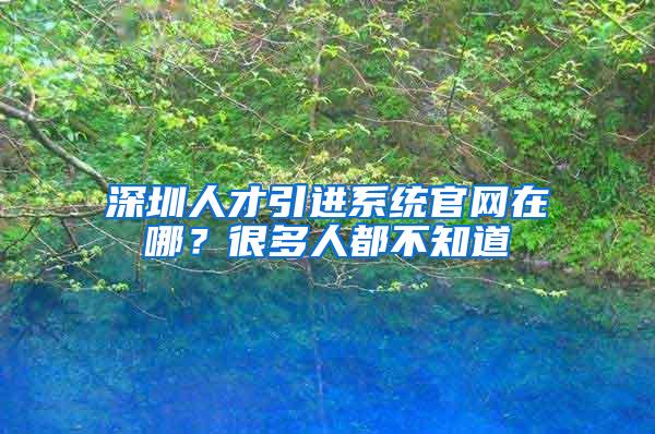 深圳人才引进系统官网在哪？很多人都不知道