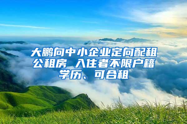 大鹏向中小企业定向配租公租房 入住者不限户籍学历、可合租