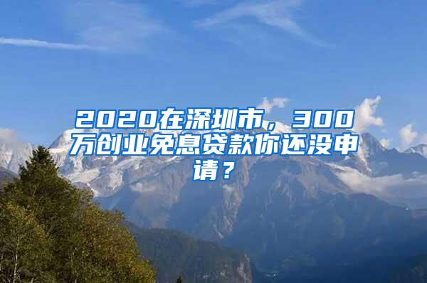 2020在深圳市，300万创业免息贷款你还没申请？