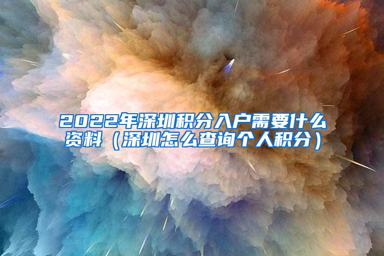 2022年深圳积分入户需要什么资料（深圳怎么查询个人积分）