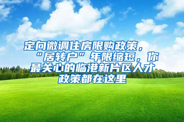 定向微调住房限购政策，“居转户”年限缩短，你最关心的临港新片区人才政策都在这里