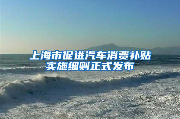 上海市促进汽车消费补贴实施细则正式发布