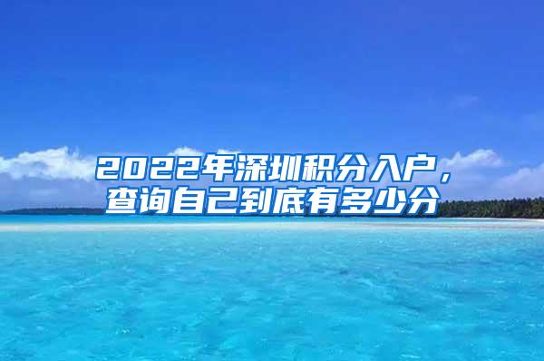 2022年深圳积分入户，查询自己到底有多少分