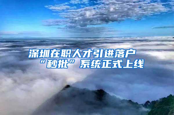 深圳在职人才引进落户“秒批”系统正式上线