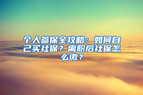 个人参保全攻略：如何自己买社保？离职后社保怎么缴？