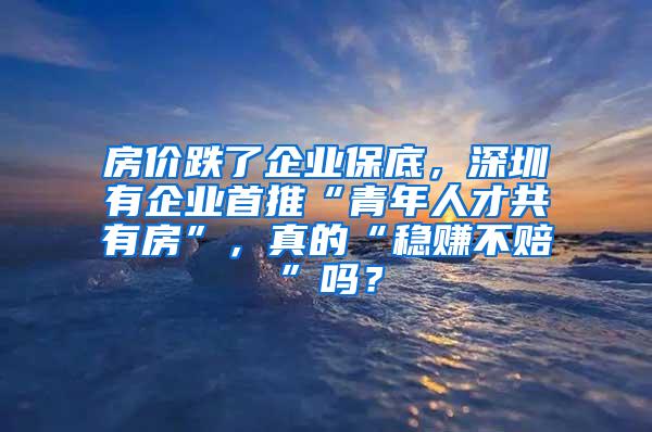 房价跌了企业保底，深圳有企业首推“青年人才共有房”，真的“稳赚不赔”吗？