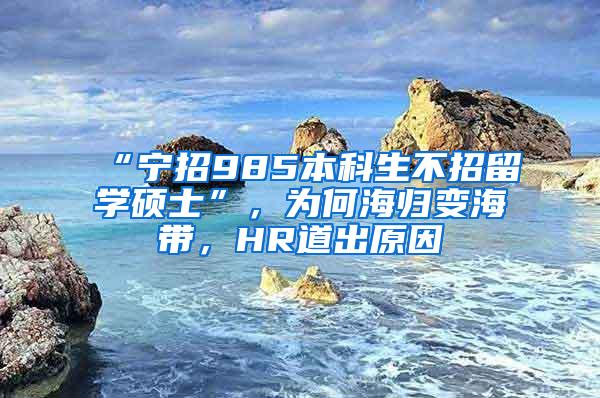 “宁招985本科生不招留学硕士”，为何海归变海带，HR道出原因