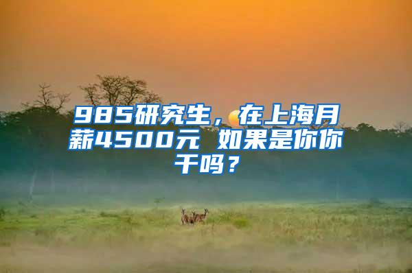 985研究生，在上海月薪4500元 如果是你你干吗？