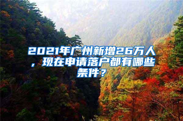 2021年广州新增26万人，现在申请落户都有哪些条件？