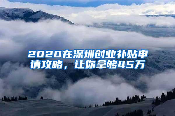 2020在深圳创业补贴申请攻略，让你拿够45万