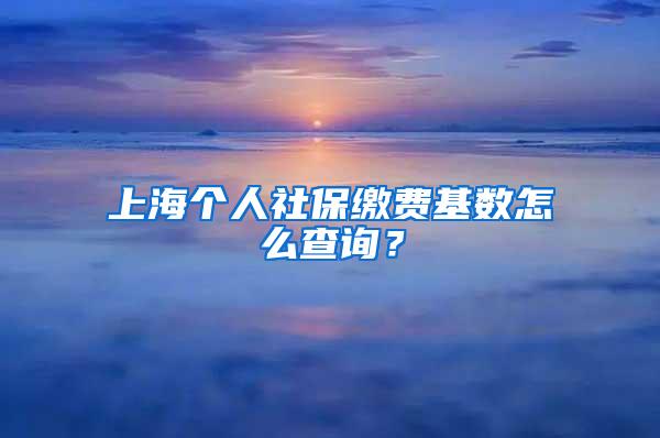 上海个人社保缴费基数怎么查询？