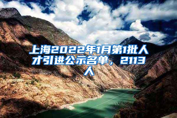 上海2022年1月第1批人才引进公示名单，2113人