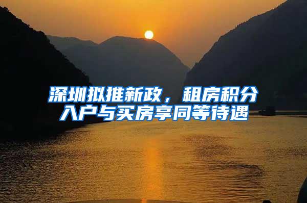 深圳拟推新政，租房积分入户与买房享同等待遇