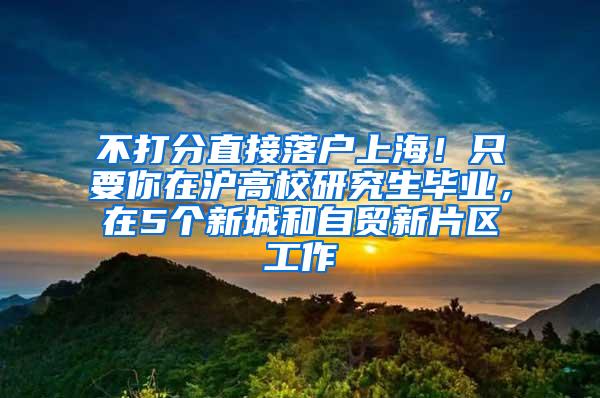 不打分直接落户上海！只要你在沪高校研究生毕业，在5个新城和自贸新片区工作