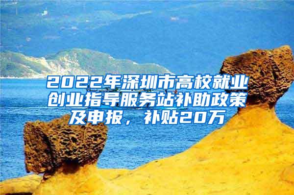 2022年深圳市高校就业创业指导服务站补助政策及申报，补贴20万