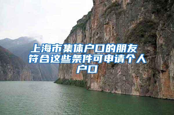 上海市集体户口的朋友 符合这些条件可申请个人户口