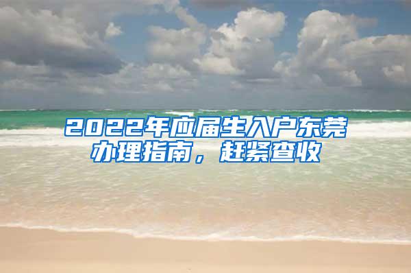 2022年应届生入户东莞办理指南，赶紧查收