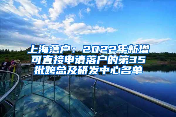 上海落户：2022年新增可直接申请落户的第35批跨总及研发中心名单