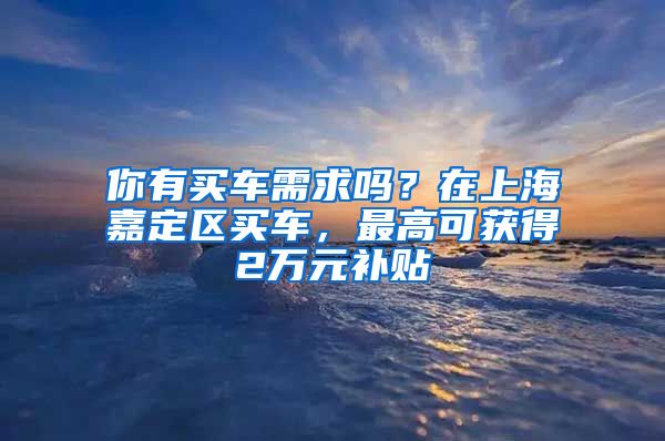 你有买车需求吗？在上海嘉定区买车，最高可获得2万元补贴