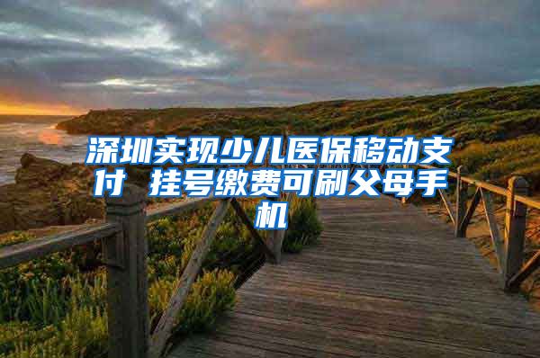 深圳实现少儿医保移动支付 挂号缴费可刷父母手机