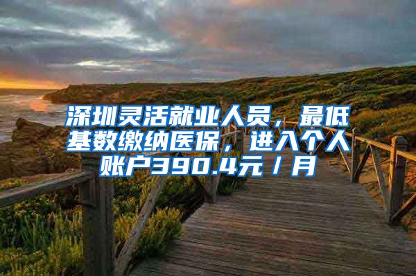 深圳灵活就业人员，最低基数缴纳医保，进入个人账户390.4元／月