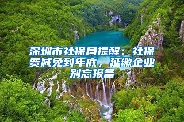 深圳市社保局提醒：社保费减免到年底，延缴企业别忘报备