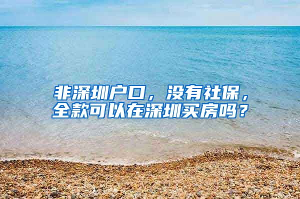 非深圳户口，没有社保，全款可以在深圳买房吗？