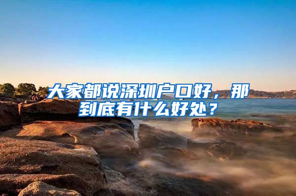 大家都说深圳户口好，那到底有什么好处？