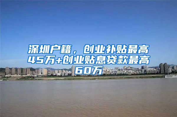 深圳户籍，创业补贴最高45万+创业贴息贷款最高60万