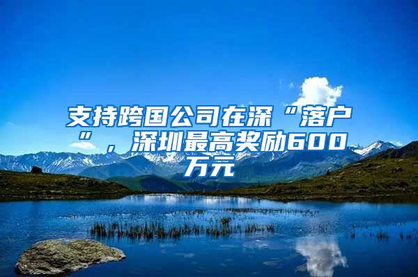 支持跨国公司在深“落户”，深圳最高奖励600万元