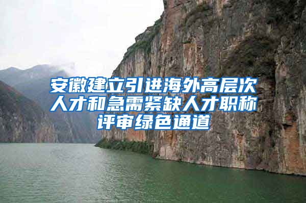 安徽建立引进海外高层次人才和急需紧缺人才职称评审绿色通道